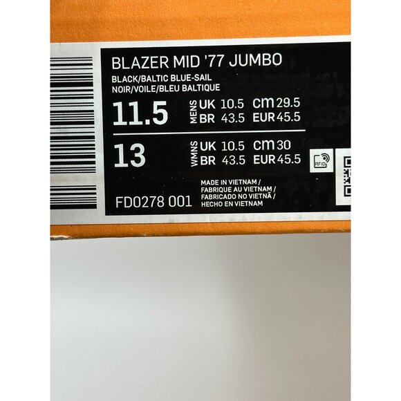 Men’s Nike Blazer Mid '77 Jumbo Black Baltic Blue FD0278-001 Size 11.5 - Picture 12 of 12